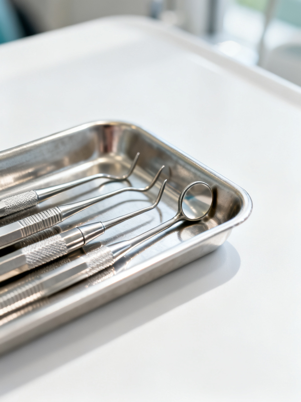Safata d'instruments dentals esterilitzats, nets i ordenats